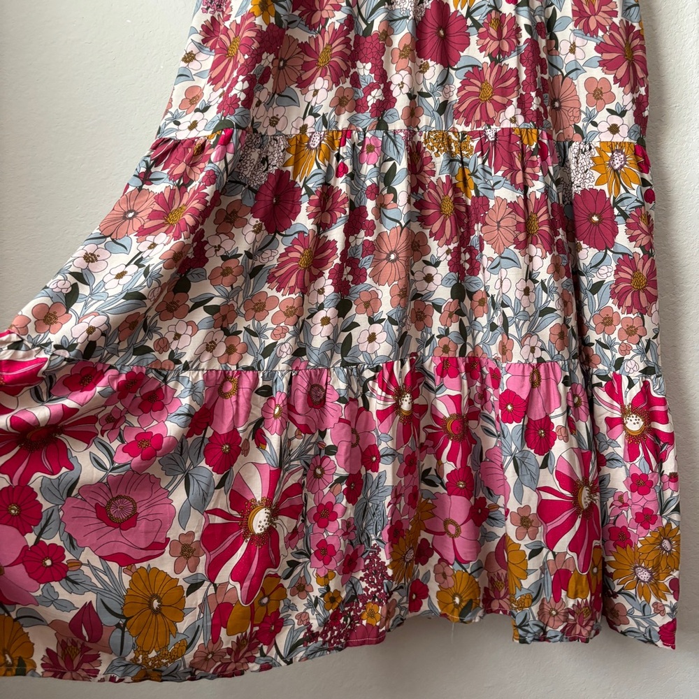 Natural Life XL Rebecca Boho Vintage Floral Tiered Midi Dress NEW - Picture 13 of 14